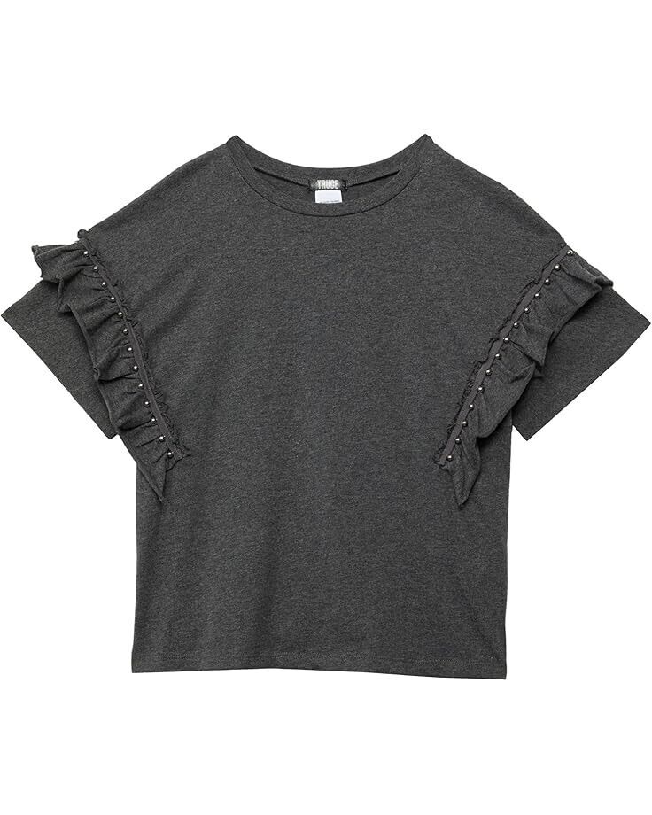 Детская футболка Truce, черная, хлопковая, с круглым вырезом, короткими рукавами и оборками, модель JDM901
Детская футболка Truce, черная, хлопковая, с круглым вырезом, короткими рукавами и оборками, модель JDM901