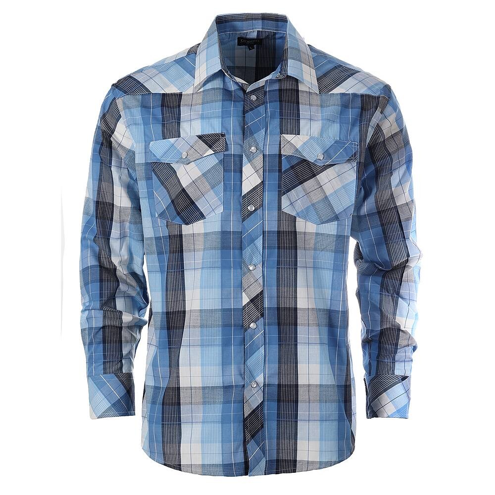 Gioberti Мужская рубашка в клетку с длинным рукавом в стиле вестерн и жемчужными кнопками, цвет Blue Striped Band
Gioberti Мужская рубашка в клетку с длинным рукавом в стиле вестерн и жемчужными кнопками, цвет Blue Striped Band