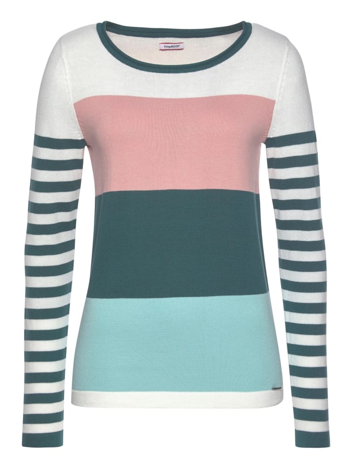 Свитер с круглым вырезом в кремово-белом, розовом и темно-зеленом цветах Kangaroos
Свитер с круглым вырезом в кремово-белом, розовом и темно-зеленом цветах Kangaroos