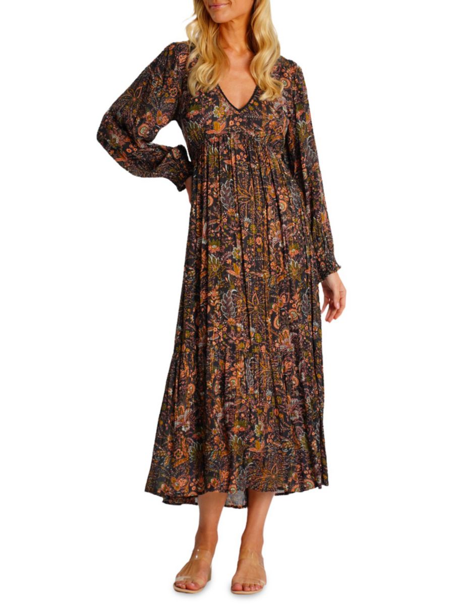 Платье-макси из тканого материала для отпуска La Moda Clothing, черный 
Платье-макси из тканого материала для отпуска La Moda Clothing, черный