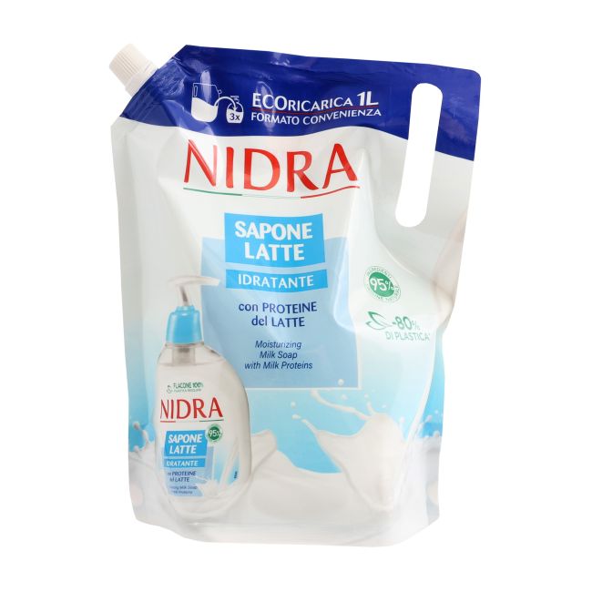 Увлажняющее молочное протеиновое жидкое мыло Nidra, 1000 мл 
Увлажняющее молочное протеиновое жидкое мыло Nidra, 1000 мл