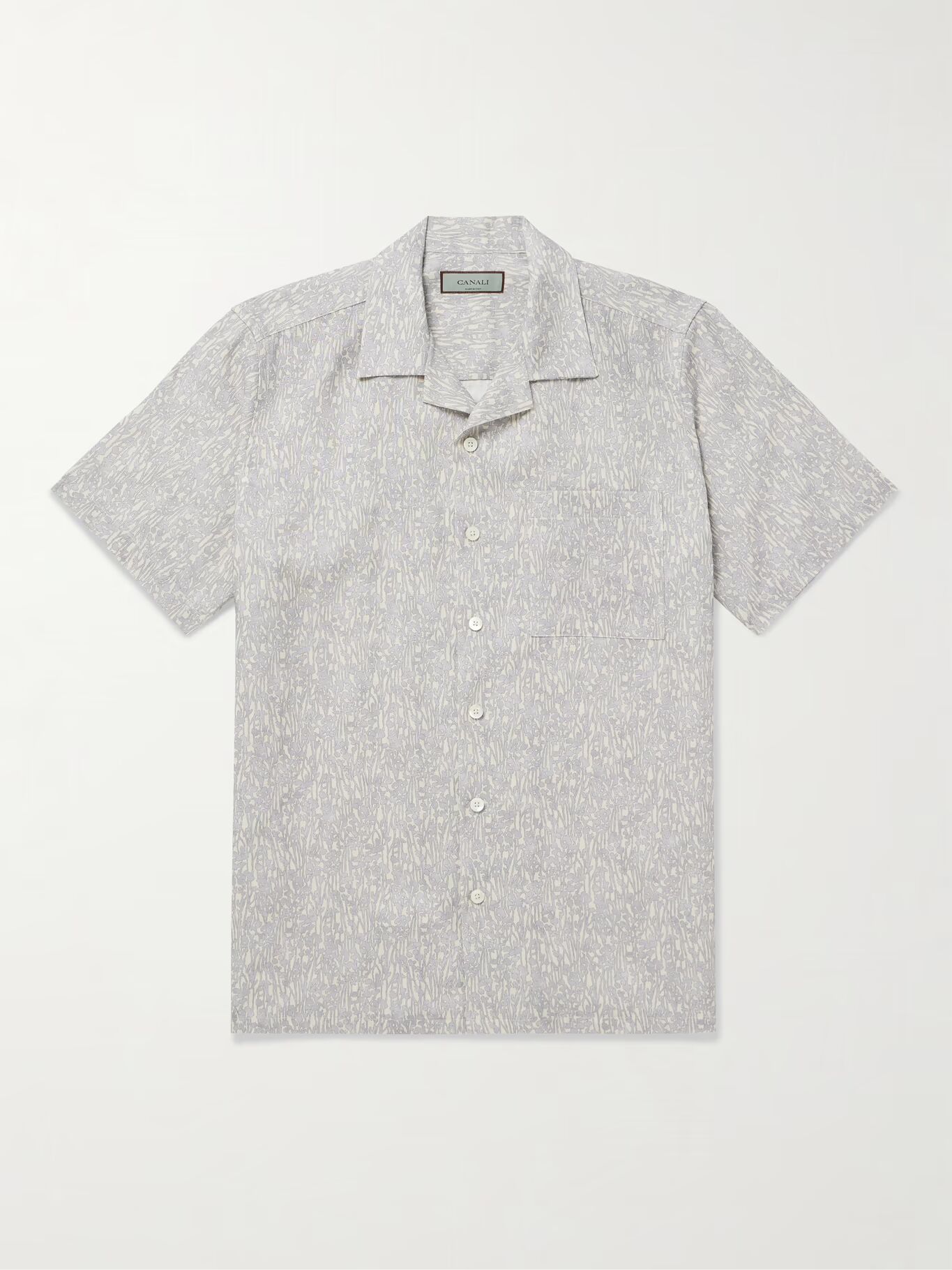 Рубашка из смеси льна и хлопка с принтом и воротником-стойкой CANALI, серый
Рубашка из смеси льна и хлопка с принтом и воротником-стойкой CANALI, серый