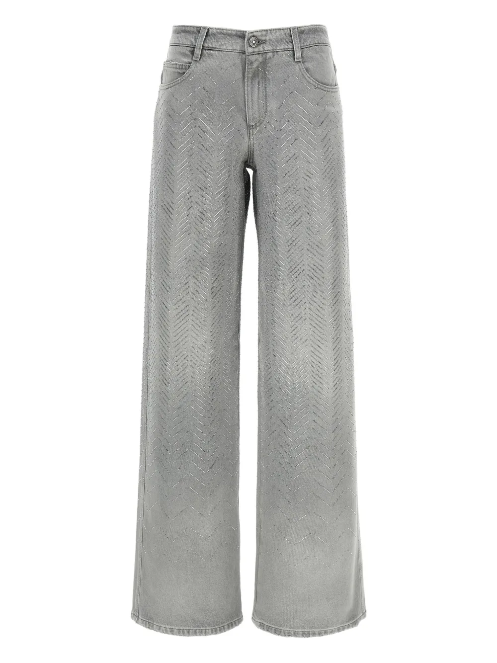 Джинсы из хлопка со стразами и шевронами Ermanno Scervino, серый 
Джинсы из хлопка со стразами и шевронами Ermanno Scervino, серый