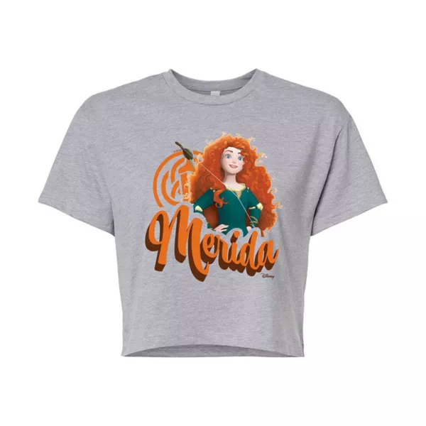 Укороченная футболка принцессы Мериды для младших классов Disney, серый 
Укороченная футболка принцессы Мериды для младших классов Disney, серый