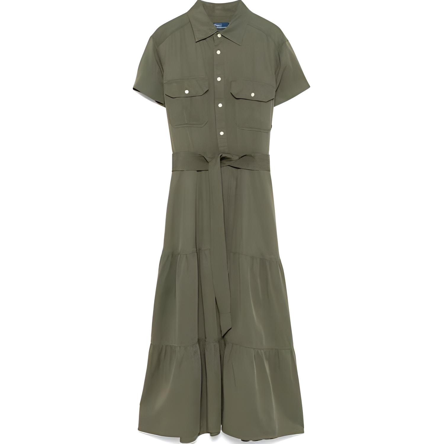 Платье-рубашка с поясом и ярусами Polo Ralph Lauren, зеленый
Платье-рубашка с поясом и ярусами Polo Ralph Lauren, зеленый