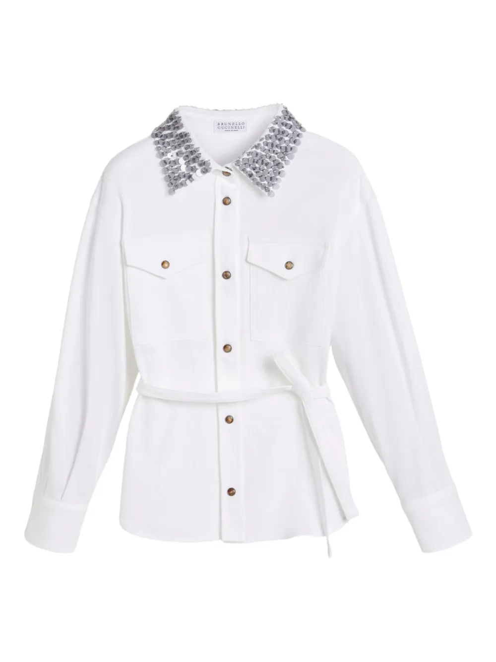 Рубашка с поясом и пайетками Brunello Cucinelli Kids, белый
Рубашка с поясом и пайетками Brunello Cucinelli Kids, белый