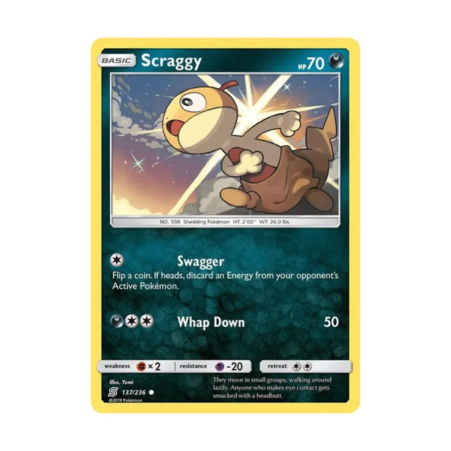 CCG Скрэгги (C) # 137/236, Pokemon - SM - Unified Minds - Singles 
CCG Скрэгги (C) # 137/236, Pokemon - SM - Unified Minds - Singles