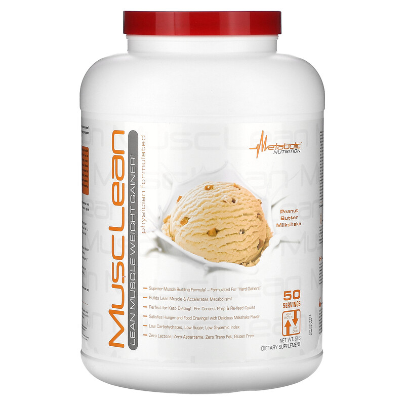 Metabolic Nutrition, MuscLean, средство для набора мышечной массы, молочный коктейль с арахисовой пастой, 5 фунтов
Metabolic Nutrition, MuscLean, средство для набора мышечной массы, молочный коктейль с арахисовой пастой, 5 фунтов
