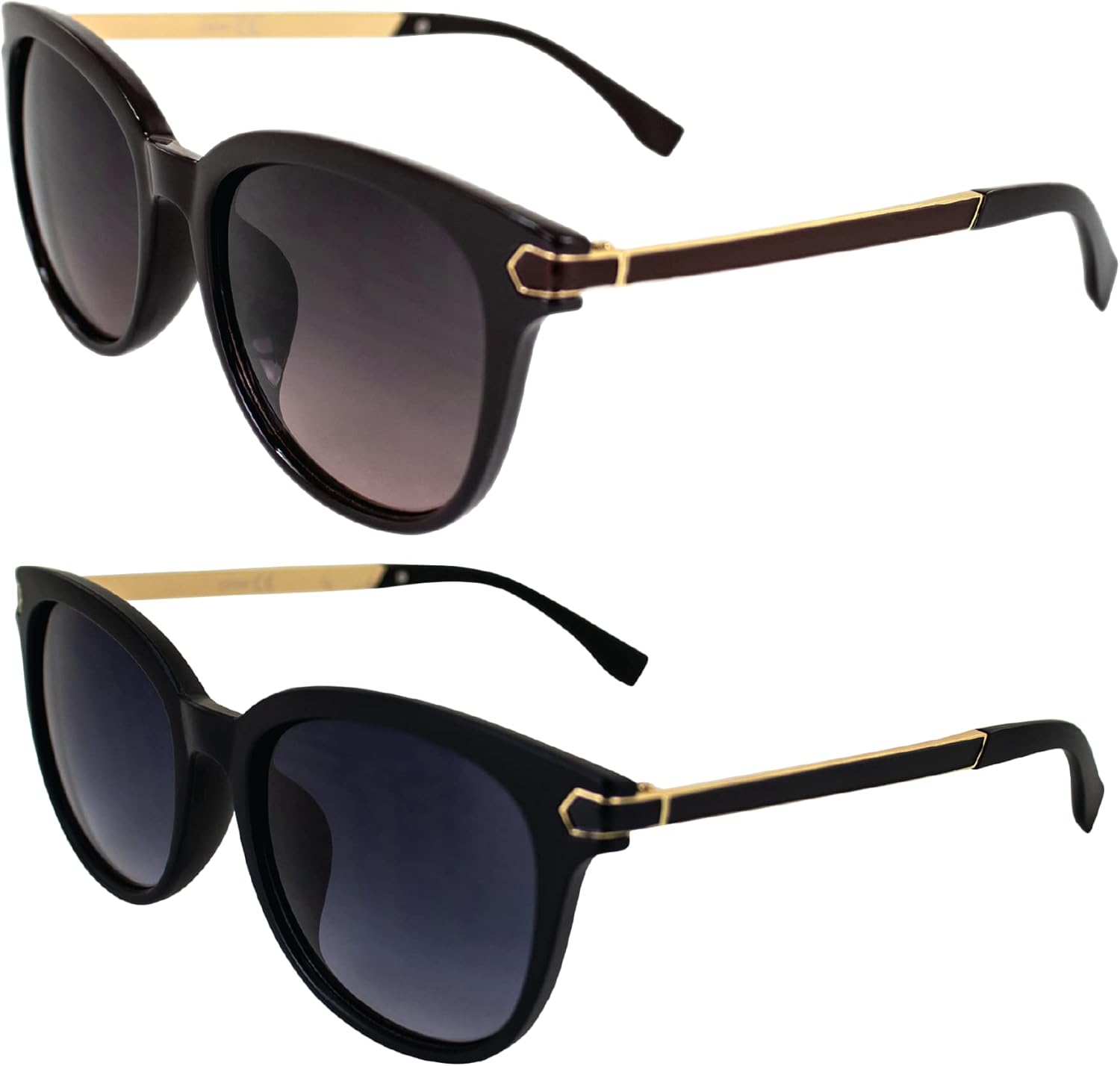 Солнцезащитные очки AlterImage Allure Fashion Retro для женщин, 2 пары, черная и коричневая оправа, двухцветные металлические дужки и градиентные дымчато-коричневые линзы, Black-smoke/Brown-brown
Солнцезащитные очки AlterImage Allure Fashion Retro для женщин, 2 пары, черная и коричневая оправа, двухцветные металлические дужки и градиентные дымчато-коричневые линзы, Black-smoke/Brown-brown
