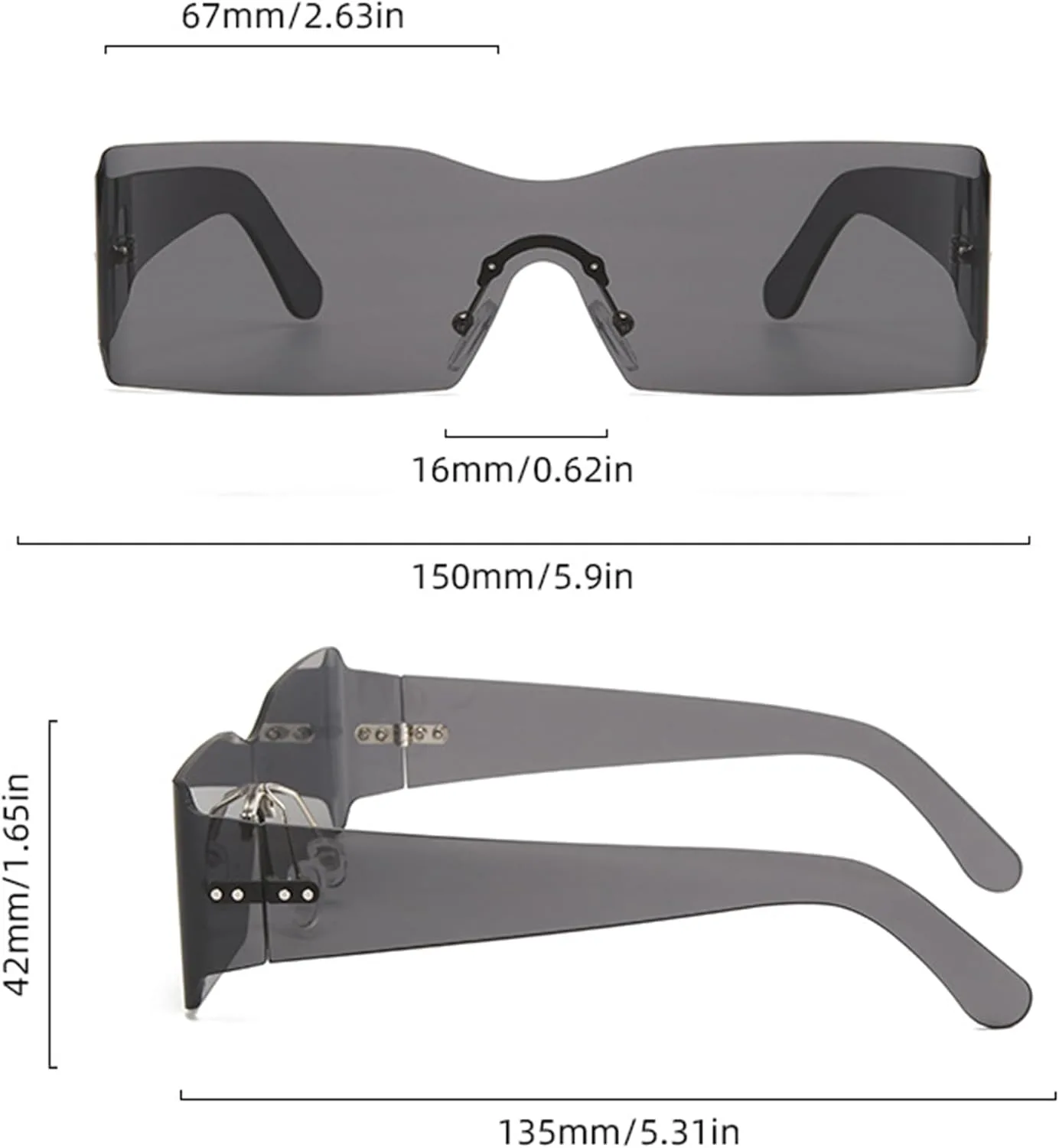 bullabulling Модные прямоугольные солнцезащитные очки без оправы для женщин, стильные цельные солнцезащитные очки в стиле панк для женщин, очки конфетных цветов, Gray
bullabulling Модные прямоугольные солнцезащитные очки без оправы для женщин, стильные цельные солнцезащитные очки в стиле панк для женщин, очки конфетных цветов, Gray