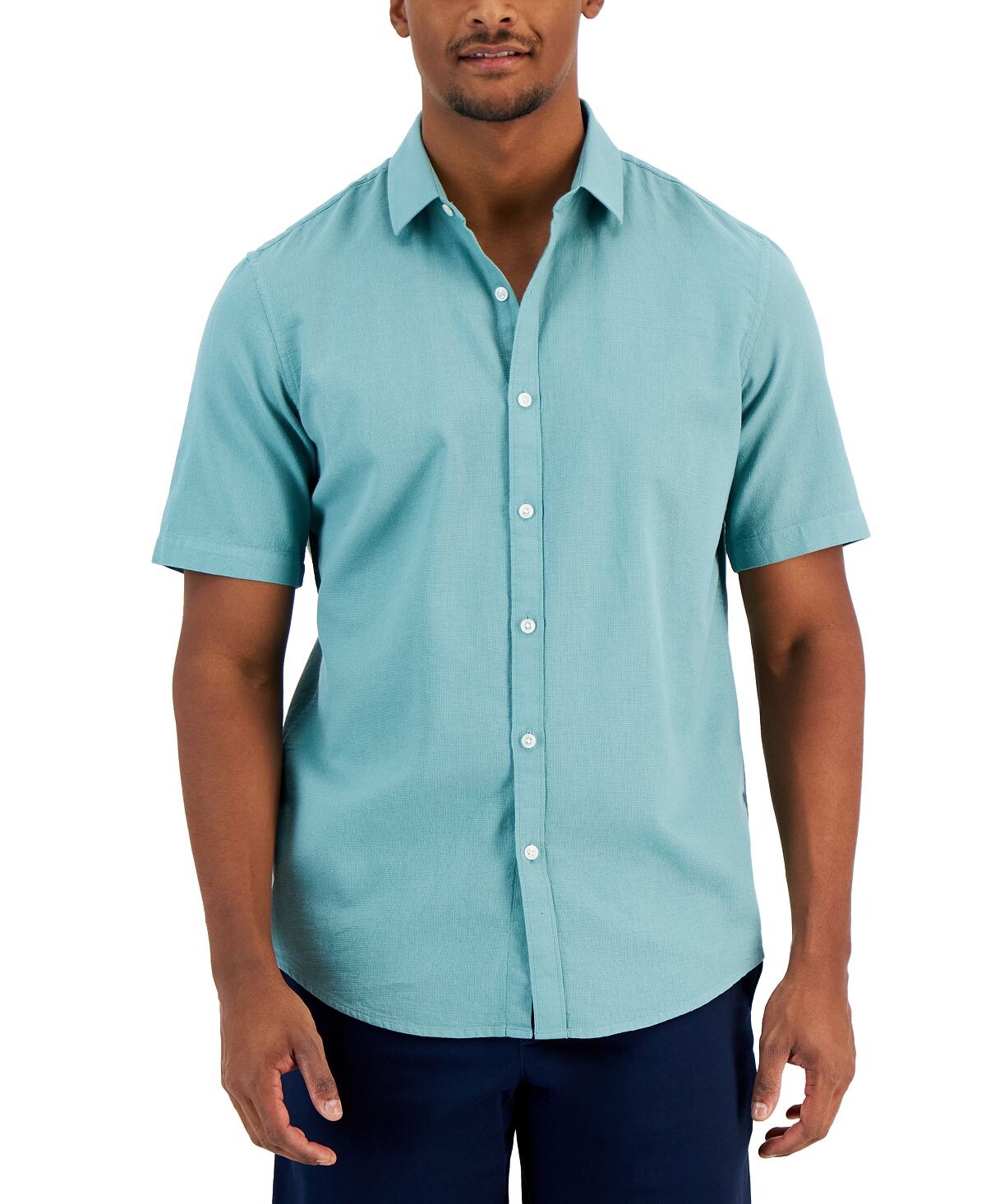 Мужская рубашка с однотонным фактурным рисунком с короткими рукавами Alfani
Мужская рубашка с однотонным фактурным рисунком с короткими рукавами Alfani