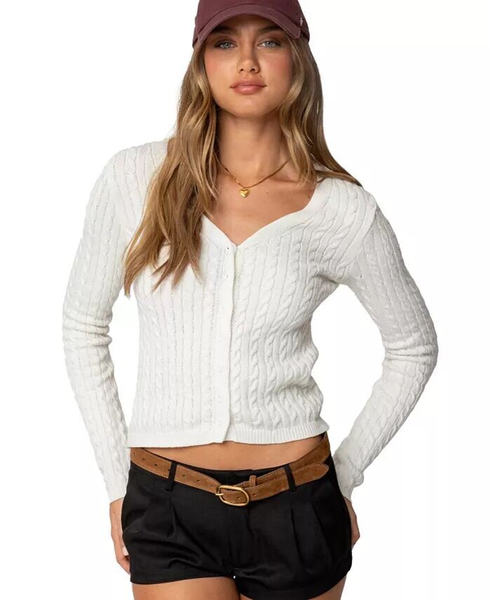 Женский кардиган косой вязки Odelia Edikted, белый
Женский кардиган косой вязки Odelia Edikted, белый