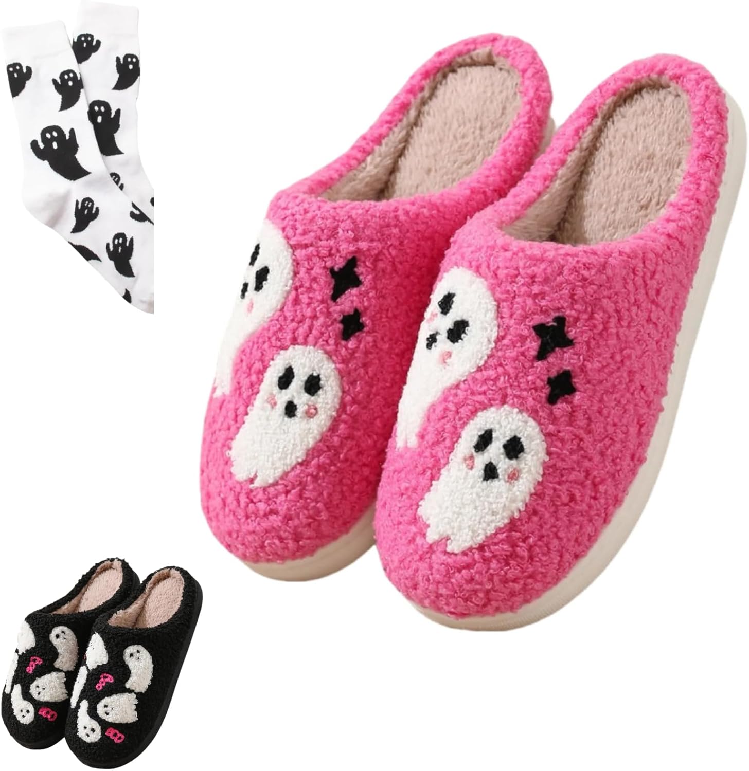 Милые сланцы и носки с привидением на Хэллоуин для женщин и мужчин, плюшевые, мягкие, розовые, с нескользящей подошвой, для ношения дома Elirar
Милые сланцы и носки с привидением на Хэллоуин для женщин и мужчин, плюшевые, мягкие, розовые, с нескользящей подошвой, для ношения дома Elirar
