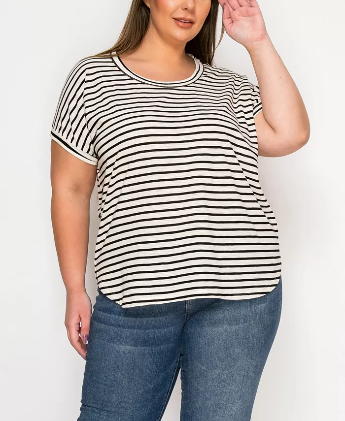 Топ «летучая мышь» больших размеров с короткими рукавами в полоску из хлопка COIN 1804, мультиколор
Топ «летучая мышь» больших размеров с короткими рукавами в полоску из хлопка COIN 1804, мультиколор