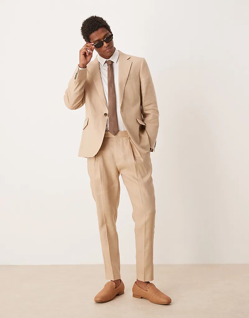 Зауженные брюки из 100% льна премиум-класса ASOS DESIGN бежевого цвета
Зауженные брюки из 100% льна премиум-класса ASOS DESIGN бежевого цвета