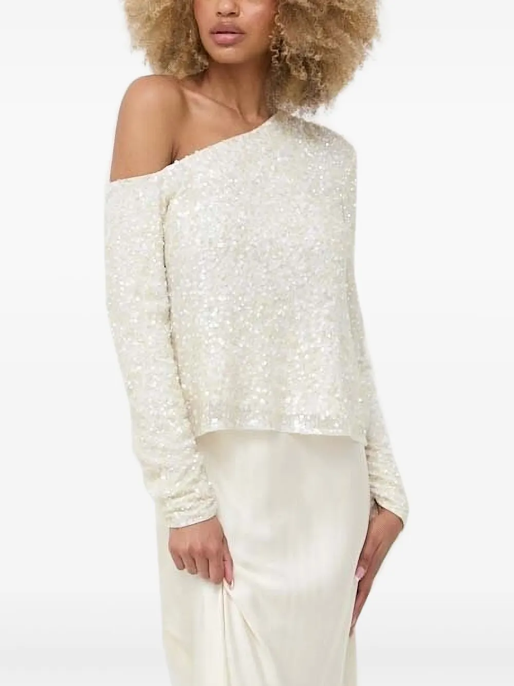 Топ на одно плечо, украшенный пайетками Notes du Nord, белый
Топ на одно плечо, украшенный пайетками Notes du Nord, белый