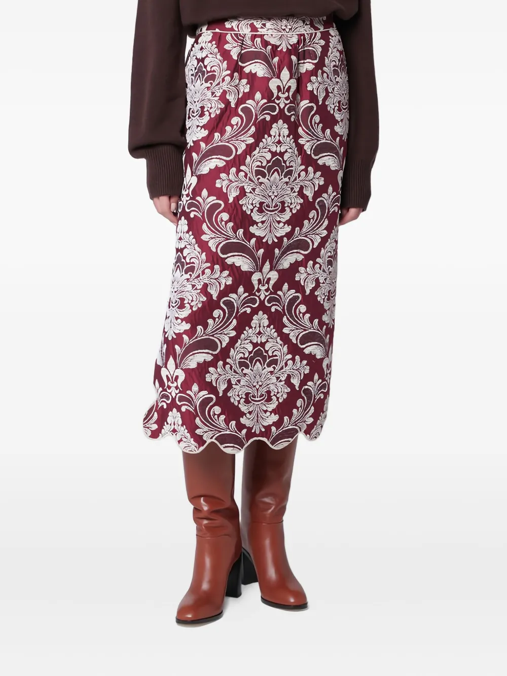 Юбка миди с узорчатым жаккардом и фигурным краем Farm Rio, красный
Юбка миди с узорчатым жаккардом и фигурным краем Farm Rio, красный