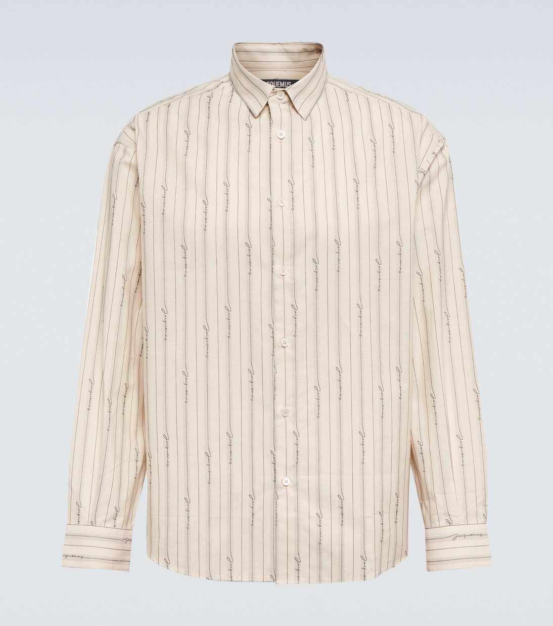 Хлопковая рубашка La Chemise Simon Jacquemus, Jacquard Beige Logo Strip 
Хлопковая рубашка La Chemise Simon Jacquemus, Jacquard Beige Logo Strip