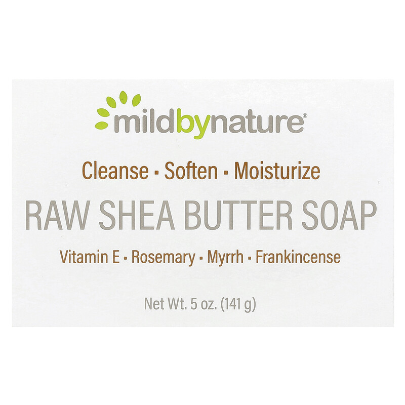 Mild By Nature, кусковое мыло с сырым маслом ши, с витамином E, розмарином, миррой и ладаном, 141 г (5 унций)
Mild By Nature, кусковое мыло с сырым маслом ши, с витамином E, розмарином, миррой и ладаном, 141 г (5 унций)