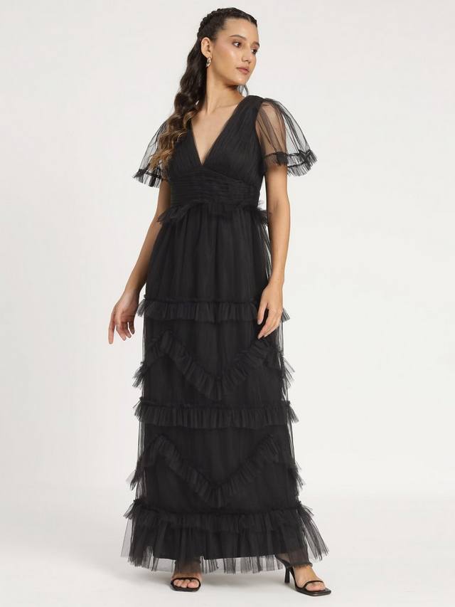 Фатиновое макси-платье quella с v-образным вырезом Lace & Beads, черный
Фатиновое макси-платье quella с v-образным вырезом Lace & Beads, черный