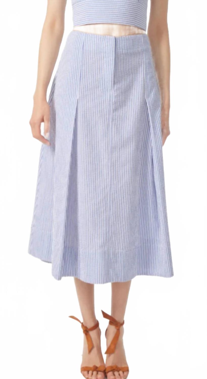 Юбка Kyra из синего сирсакера Gilner Farrar, Blue Seersucker
Юбка Kyra из синего сирсакера Gilner Farrar, Blue Seersucker