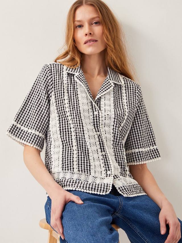 Хлопчатобумажная рубашка в клетку с кружевом зои Monsoon, черный/белый
Хлопчатобумажная рубашка в клетку с кружевом зои Monsoon, черный/белый