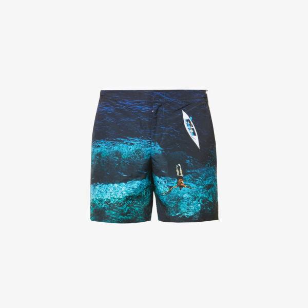 Плавки-шорты узкого кроя с графичным принтом Bulldog Photo Orlebar Brown, синий
Плавки-шорты узкого кроя с графичным принтом Bulldog Photo Orlebar Brown, синий