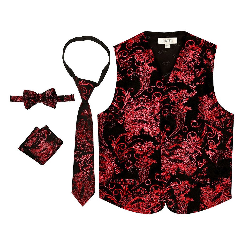 Детский комплект жилетов Gioberti с рисунком пейсли из 4 предметов — жилет, галстук-бабочка, галстук, нагрудный платок, цвет Metallic Black Red
Детский комплект жилетов Gioberti с рисунком пейсли из 4 предметов — жилет, галстук-бабочка, галстук, нагрудный платок, цвет Metallic Black Red