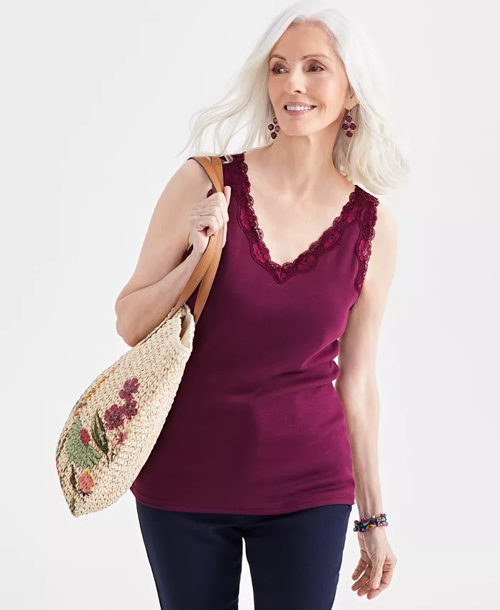 Женский хлопковый топ с кружевной отделкой Style & Co, красный
Женский хлопковый топ с кружевной отделкой Style & Co, красный