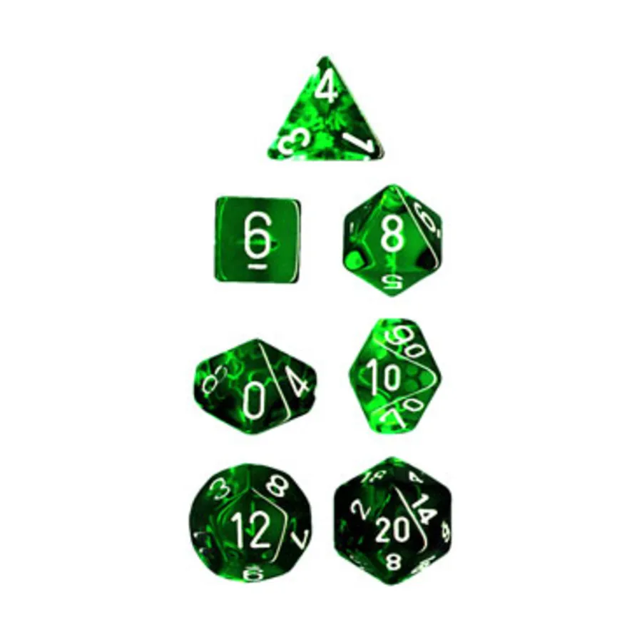 Полисетка зеленого цвета с белым — исправлено (7), Dice - Translucent - Poly Sets (Chessex)
Полисетка зеленого цвета с белым — исправлено (7), Dice - Translucent - Poly Sets (Chessex)