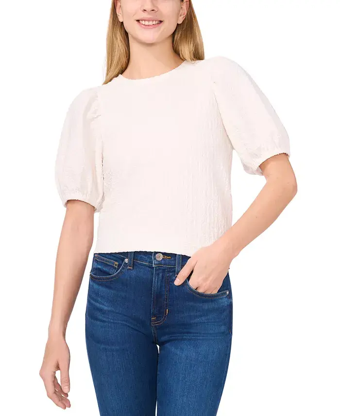 Женский топ с фактурными рукавами-фонариками CeCe, белый
Женский топ с фактурными рукавами-фонариками CeCe, белый