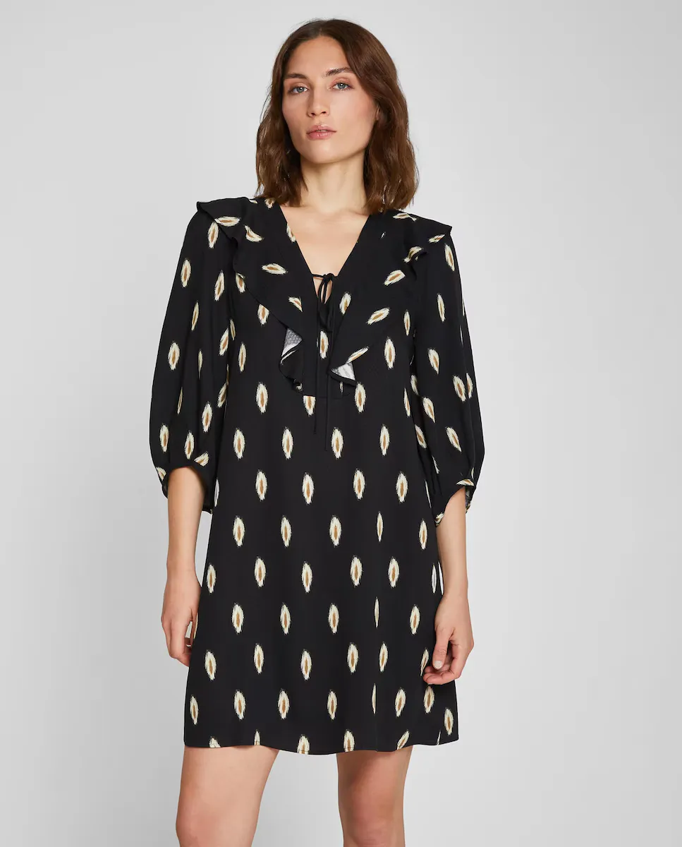 Короткое платье с французскими рукавами и принтом Trucco, черный
Короткое платье с французскими рукавами и принтом Trucco, черный