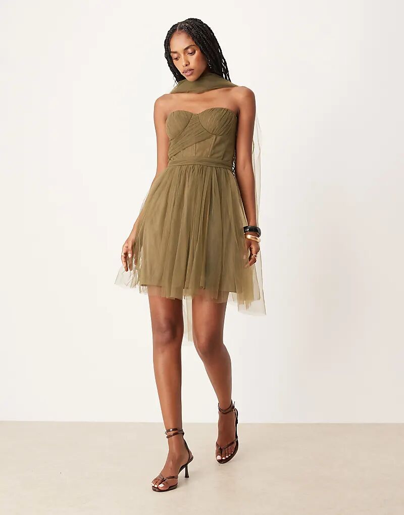 Мини-платье из тюля с корсетом и шарфом на шее Lace & Beads, кружевом и бисером, насыщенного оливкового цвета
Мини-платье из тюля с корсетом и шарфом на шее Lace & Beads, кружевом и бисером, насыщенного оливкового цвета