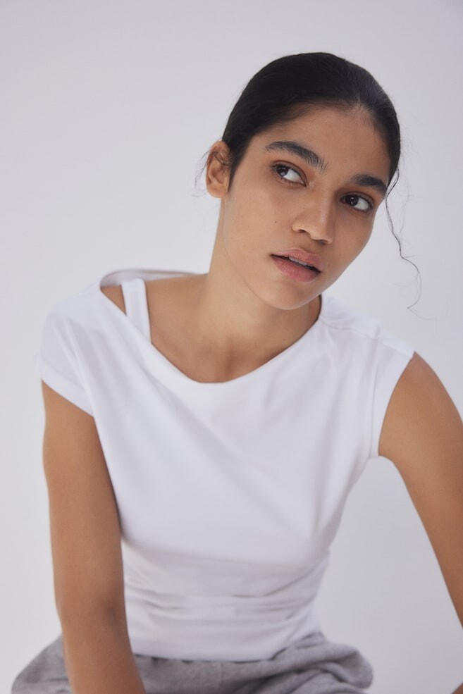 Топ с короткими рукавами H&M, белый
Топ с короткими рукавами H&M, белый