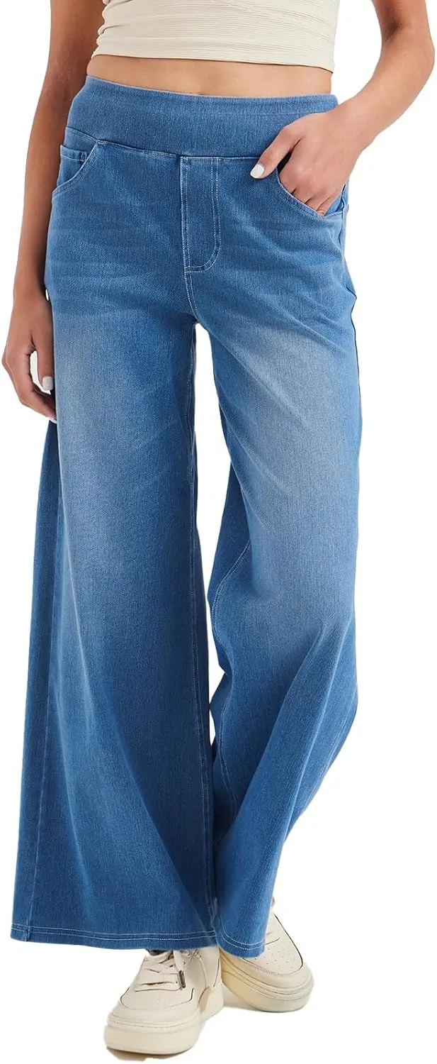 Растягивающиеся широкие джинсы для женщин с высокой талией Vsaiddt
Растягивающиеся широкие джинсы для женщин с высокой талией Vsaiddt