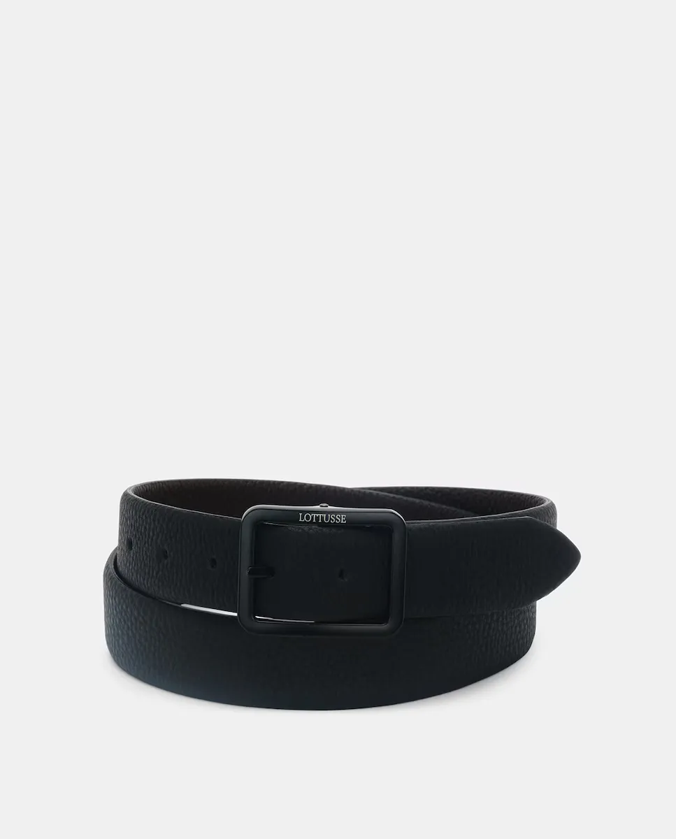 Мужской двусторонний кожаный ремень Lottusse, чёрный 
Мужской двусторонний кожаный ремень Lottusse, чёрный