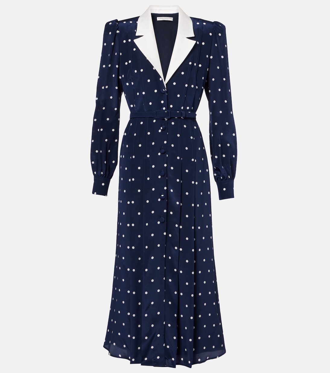 Платье-рубашка из шелкового атласа в горошек Alessandra Rich, Navy Blue-White
Платье-рубашка из шелкового атласа в горошек Alessandra Rich, Navy Blue-White