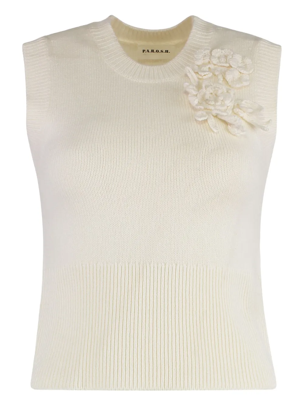 Топ в рубчик с цветочным декором P.A.R.O.S.H., нейтральный
Топ в рубчик с цветочным декором P.A.R.O.S.H., нейтральный