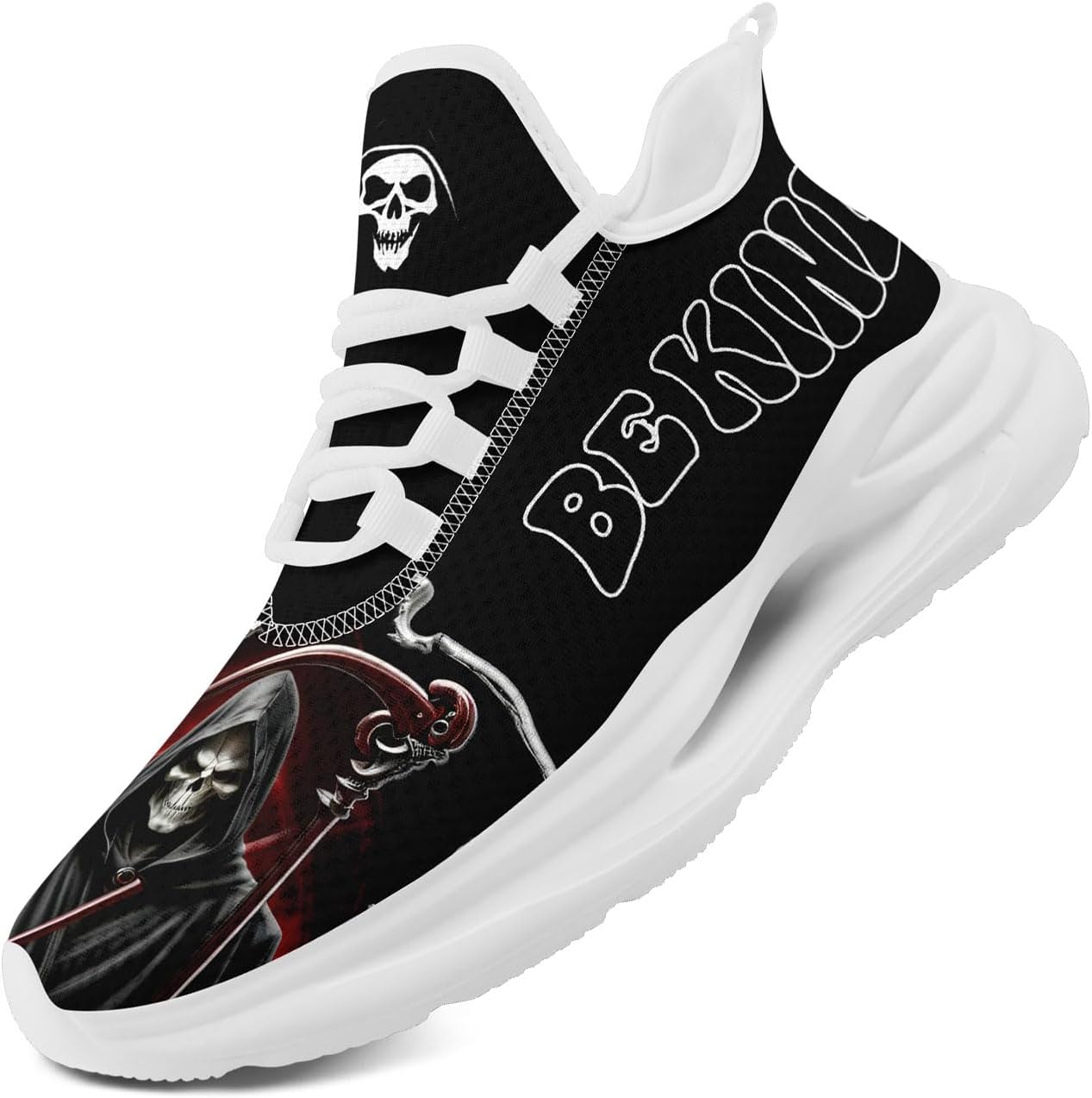 Мужские легкие беговые кроссовки, удобные, в готическом стиле с черепом, повседневные спортивные кроссовки для тренажерного зала, ходьбы, тенниса, для женщин Coolcustomize, черный
Мужские легкие беговые кроссовки, удобные, в готическом стиле с черепом, повседневные спортивные кроссовки для тренажерного зала, ходьбы, тенниса, для женщин Coolcustomize, черный