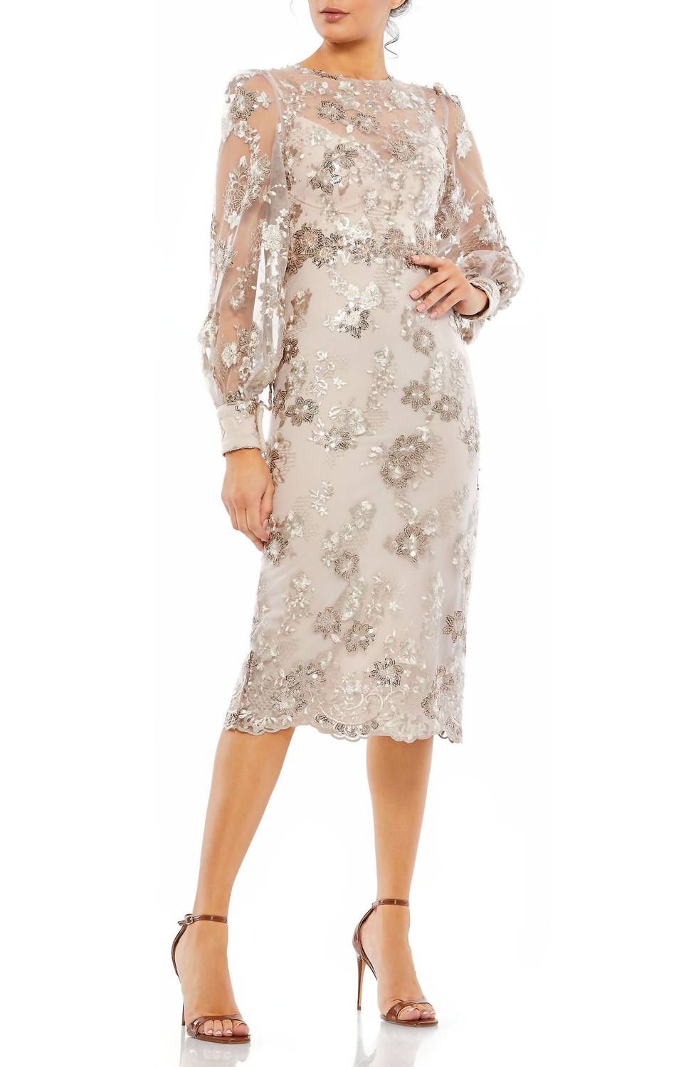 Украшенное платье миди с высоким воротником и длинными рукавами в сетку, цвет мокко Mac Duggal, мокко
Украшенное платье миди с высоким воротником и длинными рукавами в сетку, цвет мокко Mac Duggal, мокко