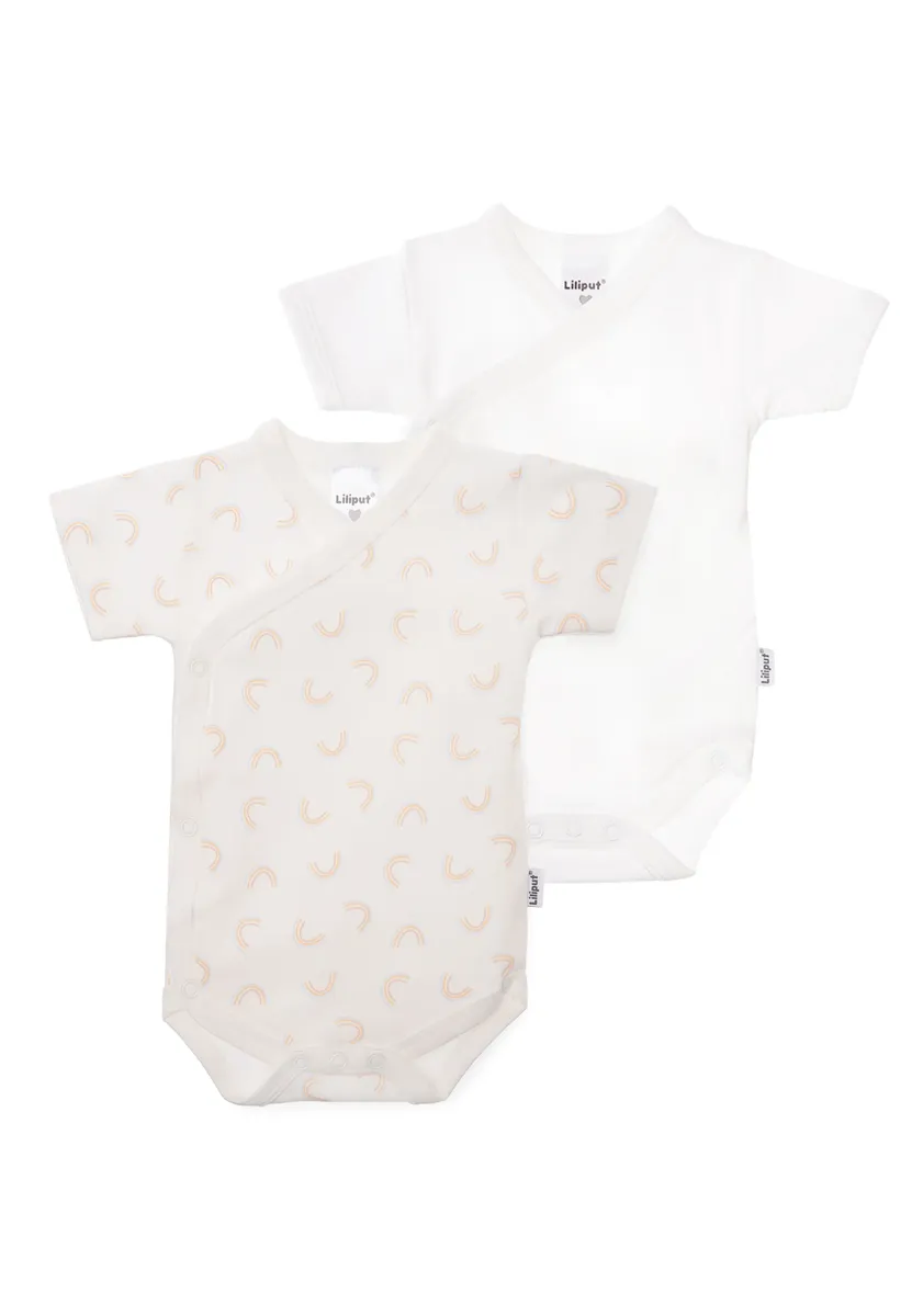 Боди Liliput с запахом "Радуга", с планкой на кнопках, в двойной упаковке, бежевый