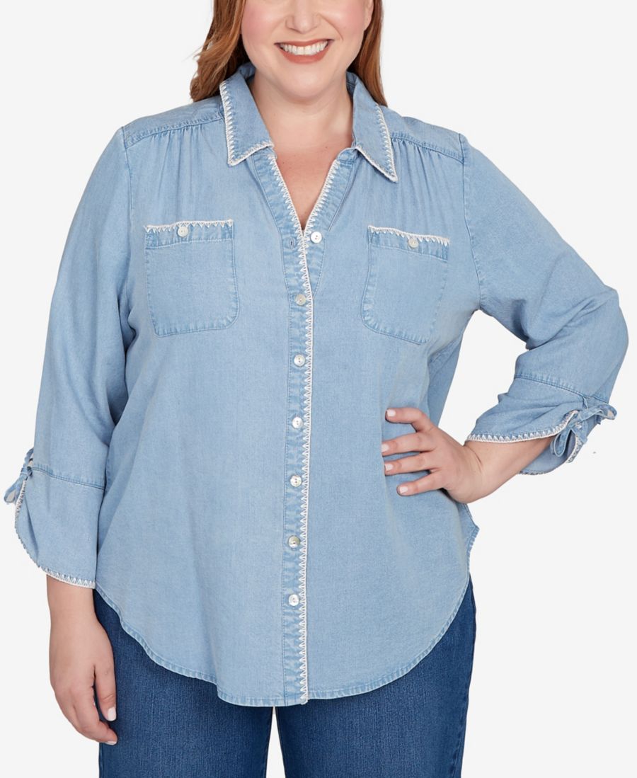 Верхняя часть платья-пледа Hilton Head большого размера с отделкой и пуговицами спереди Alfred Dunner, Light Denim
Верхняя часть платья-пледа Hilton Head большого размера с отделкой и пуговицами спереди Alfred Dunner, Light Denim