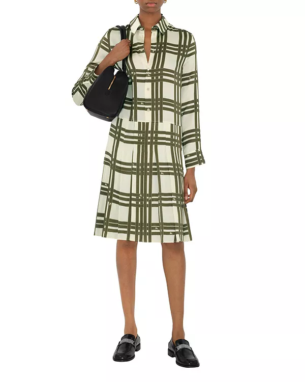 Шелковое платье в клетку с лентами Burberry, зеленый
Шелковое платье в клетку с лентами Burberry, зеленый