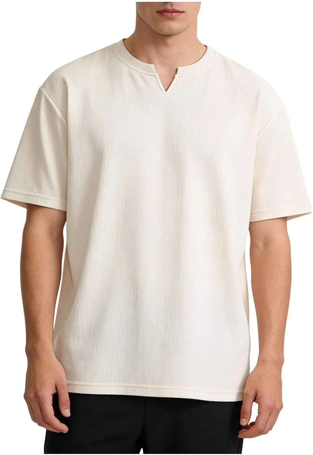 Футболка с V-образным вырезом для мужчин, короткий рукав, свободный крой
Футболка с V-образным вырезом для мужчин, короткий рукав, свободный крой