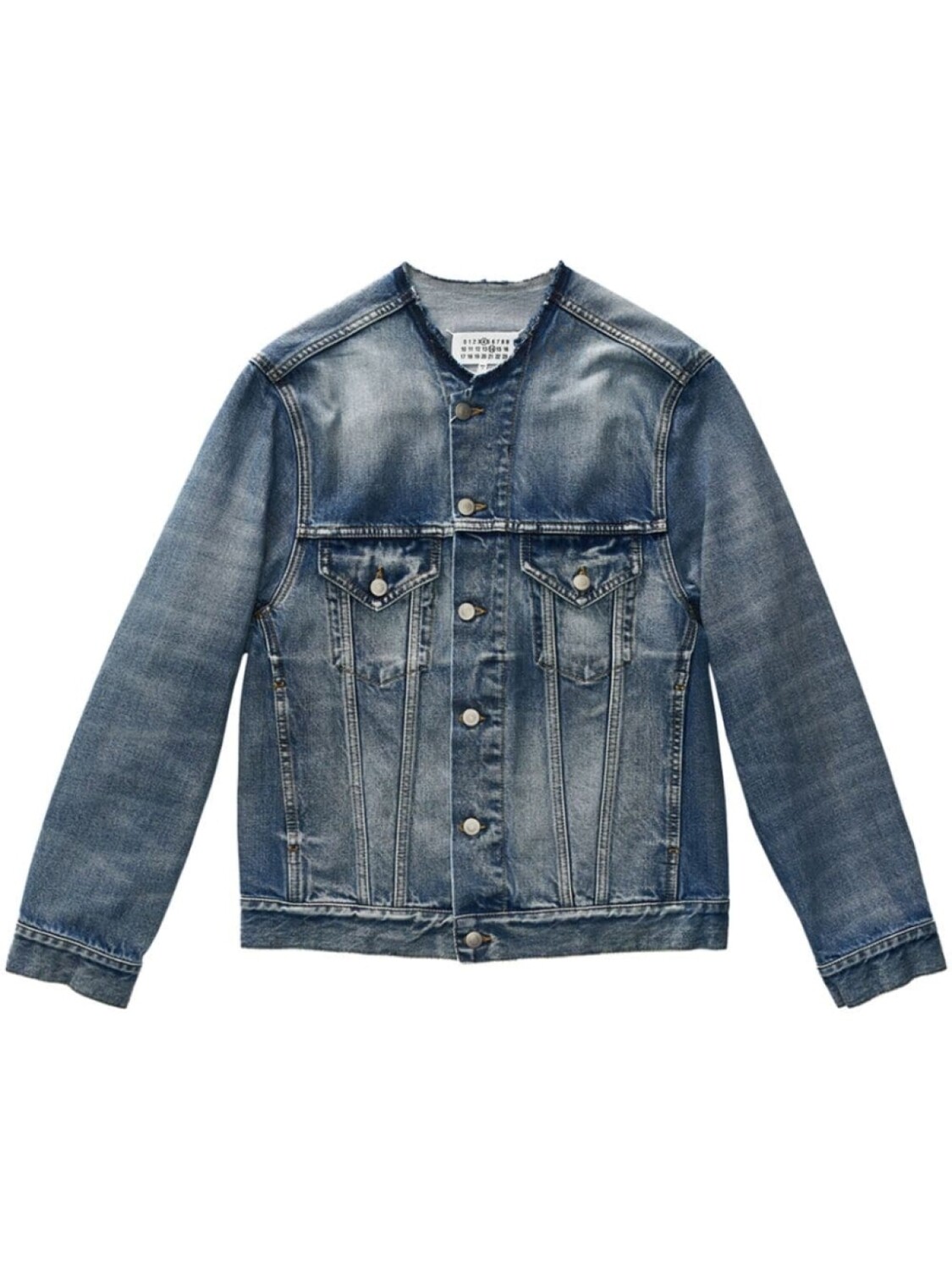 Maison Margiela джинсовая куртка без воротника, синий
Maison Margiela джинсовая куртка без воротника, синий
