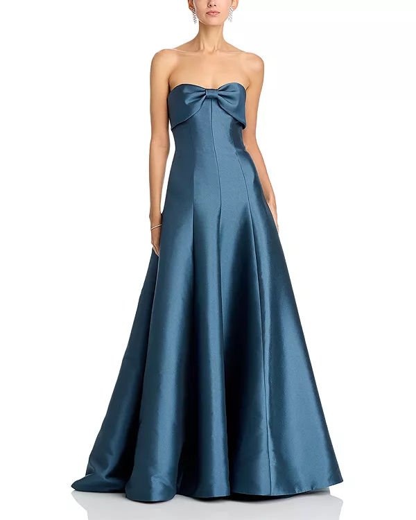 Платье без бретелей с бантом на шее Amsale, синий
Платье без бретелей с бантом на шее Amsale, синий