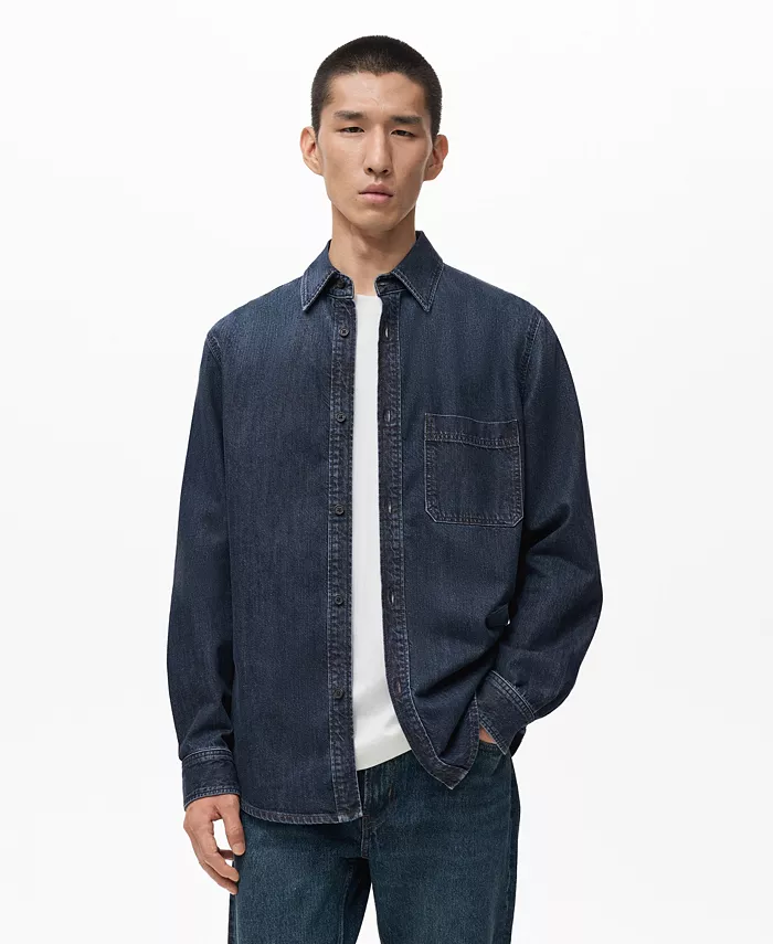 Мужская джинсовая рубашка-оверсайз с карманами Mango, синий
Мужская джинсовая рубашка-оверсайз с карманами Mango, синий