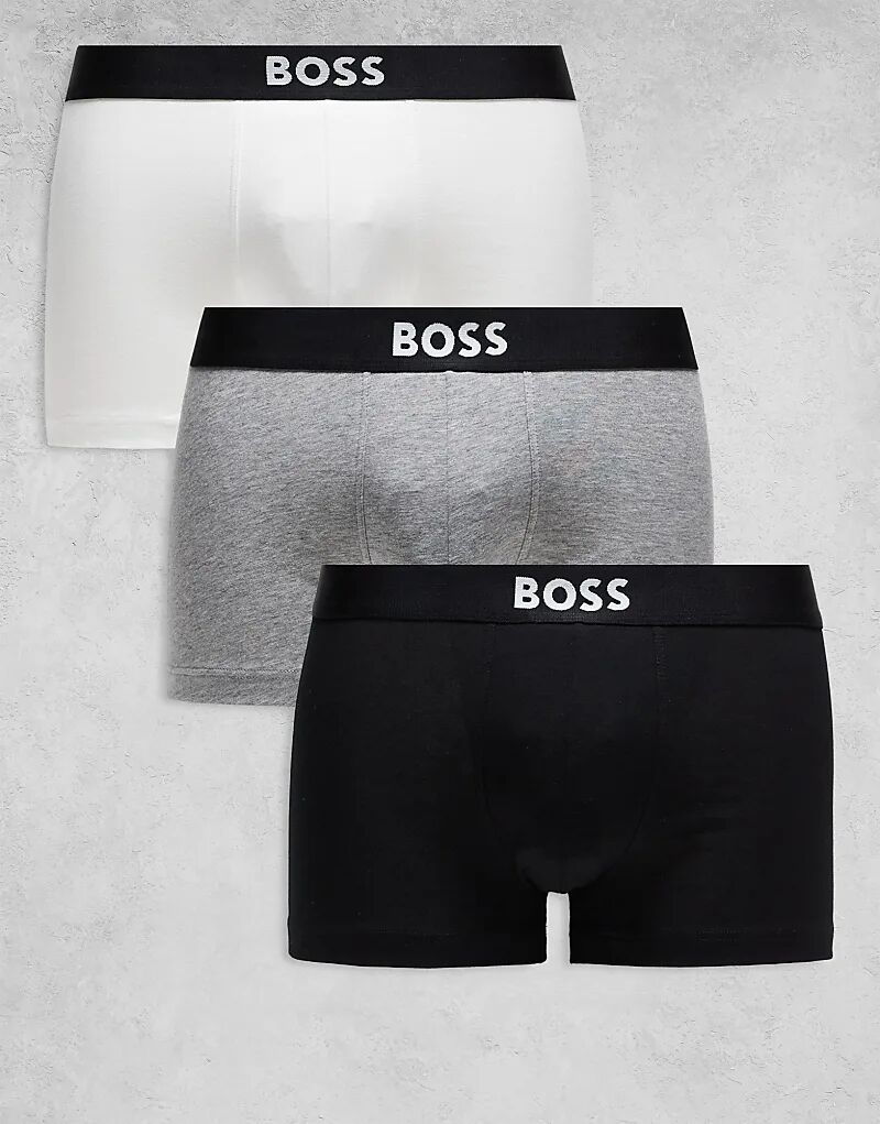 Комплект из 3 трусов-боксеров Boss Bodywear с логотипом спереди в черном, белом и сером цветах BOSS Orange 
Комплект из 3 трусов-боксеров Boss Bodywear с логотипом спереди в черном, белом и сером цветах BOSS Orange