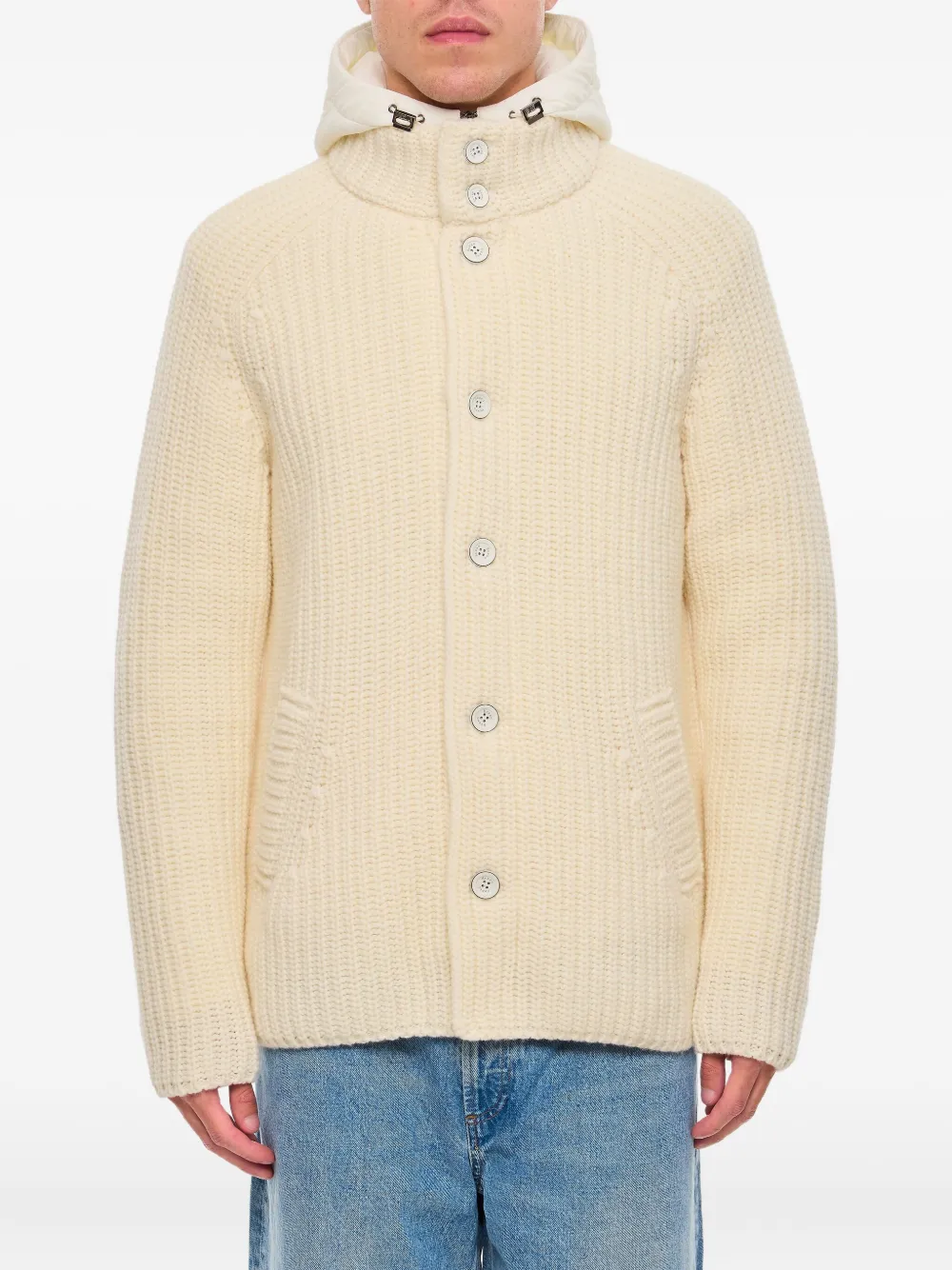 Шерстяной кардиган с капюшоном в рубчик Herno, нейтральный
Шерстяной кардиган с капюшоном в рубчик Herno, нейтральный