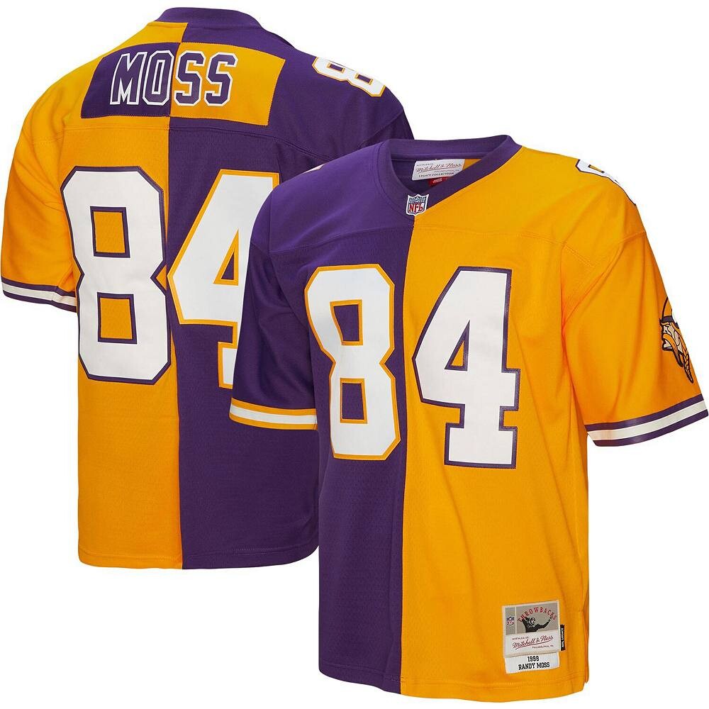 Мужская футболка Mitchell & Ness Randy Moss фиолетового/золотого цвета Minnesota Vikings 1998 Split Legacy Replica Jersey, цвет Mvk Purple
Мужская футболка Mitchell & Ness Randy Moss фиолетового/золотого цвета Minnesota Vikings 1998 Split Legacy Replica Jersey, цвет Mvk Purple